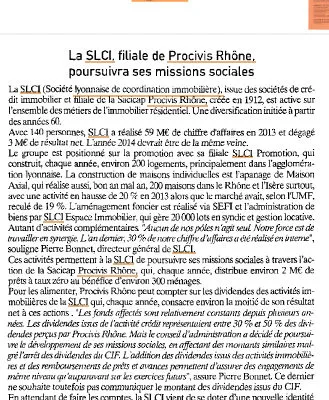 SLCI, filiale de Procivis Rhône, poursuivra ses missions sociales