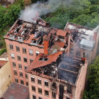 Incendie d'un immeuble montée Bonafous dans le 4e arrondissement de Lyon